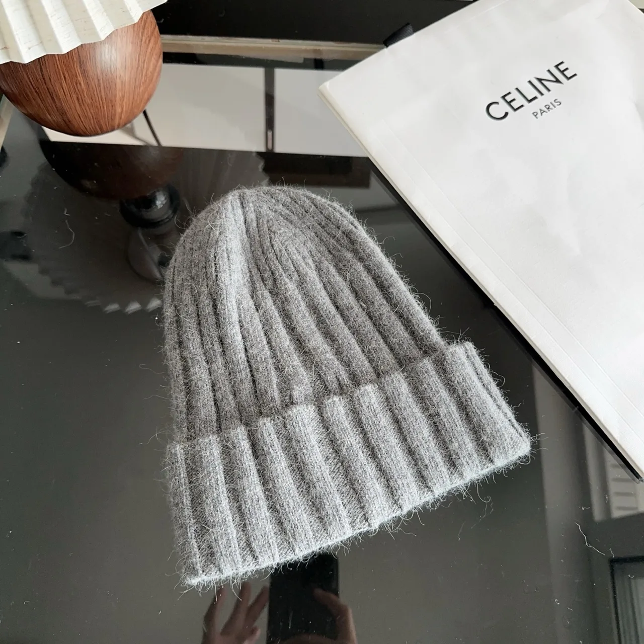 Celine Beanie in Grey & White & Black & Pink · view 8
