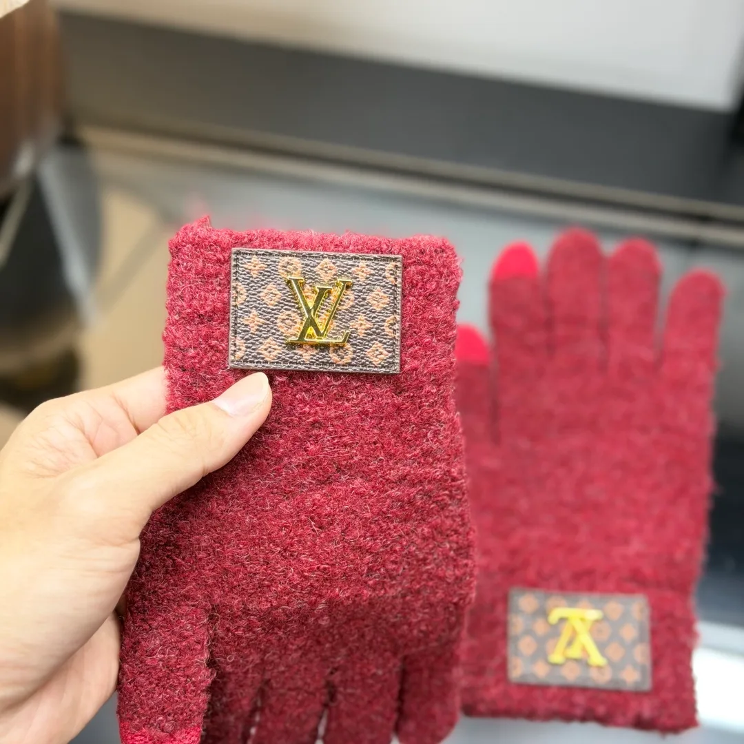 Louis Vuitton Wool Hat Scarf and Gloves Set in Red · view 6