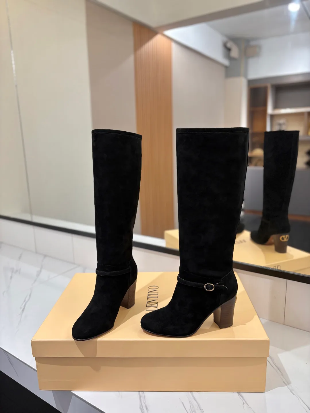 Valentino Calfskin Boots in Black · view 5