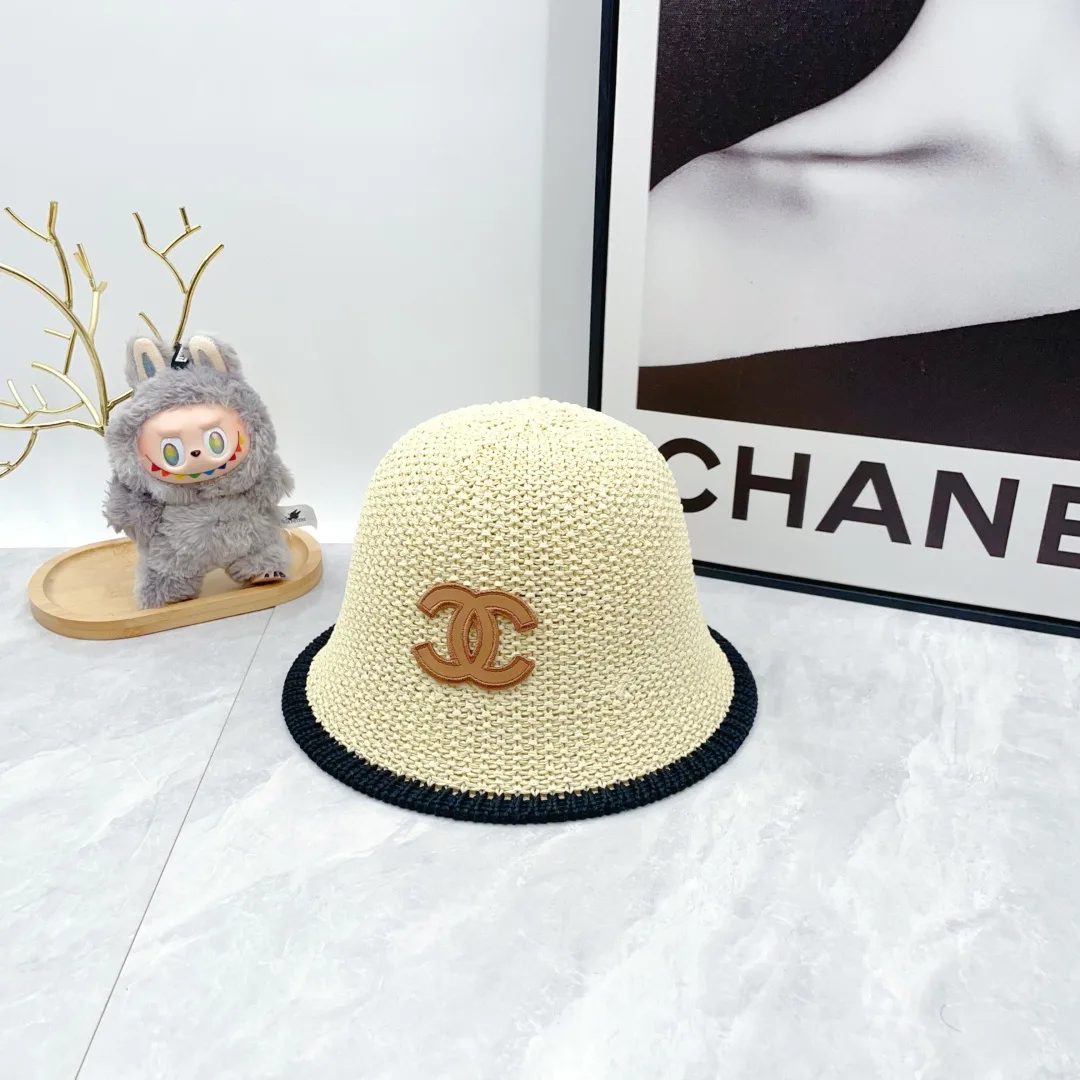Chanel Woven Bucket Hat in White & Blue & Beige & Brown · view 2