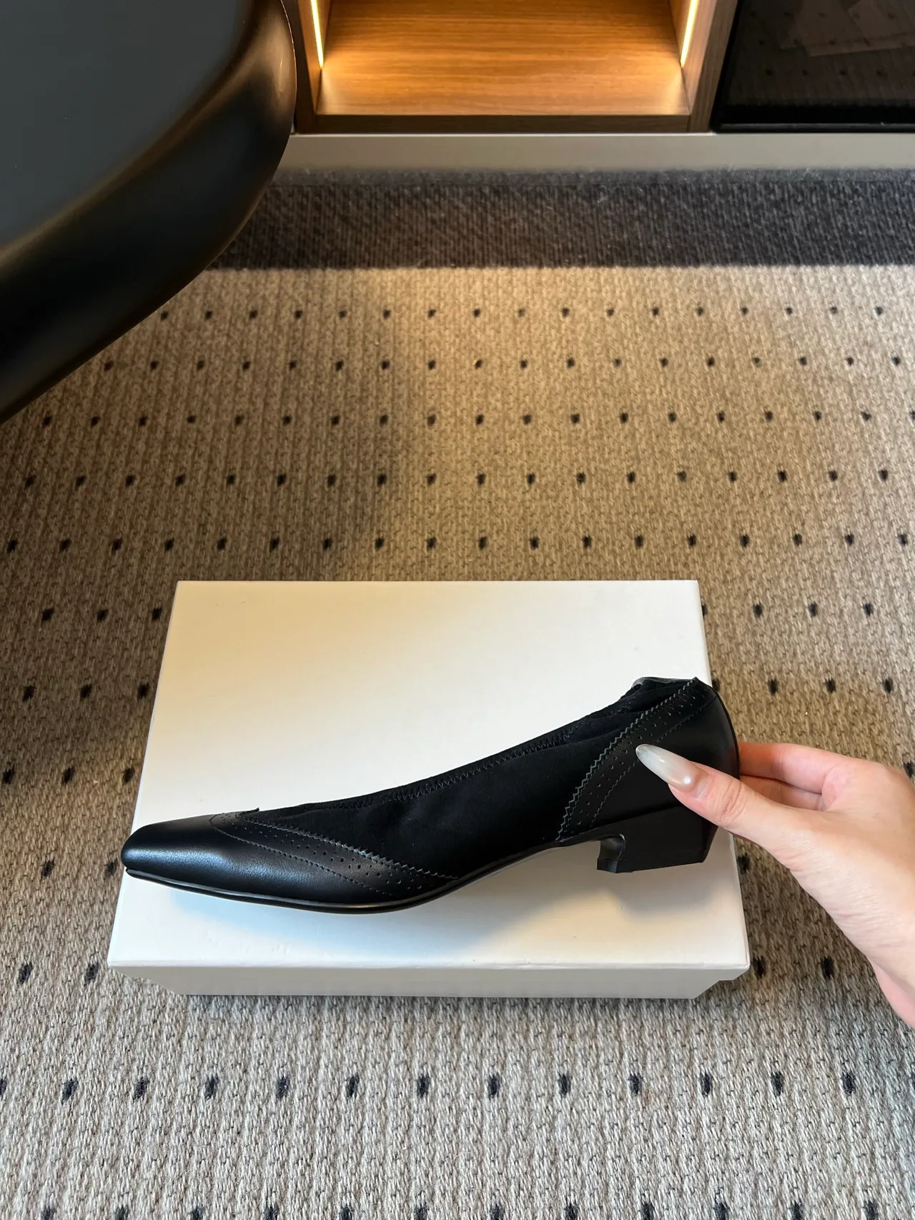 Saint Laurent Matte Square-Toe Shoes in Black · view 6