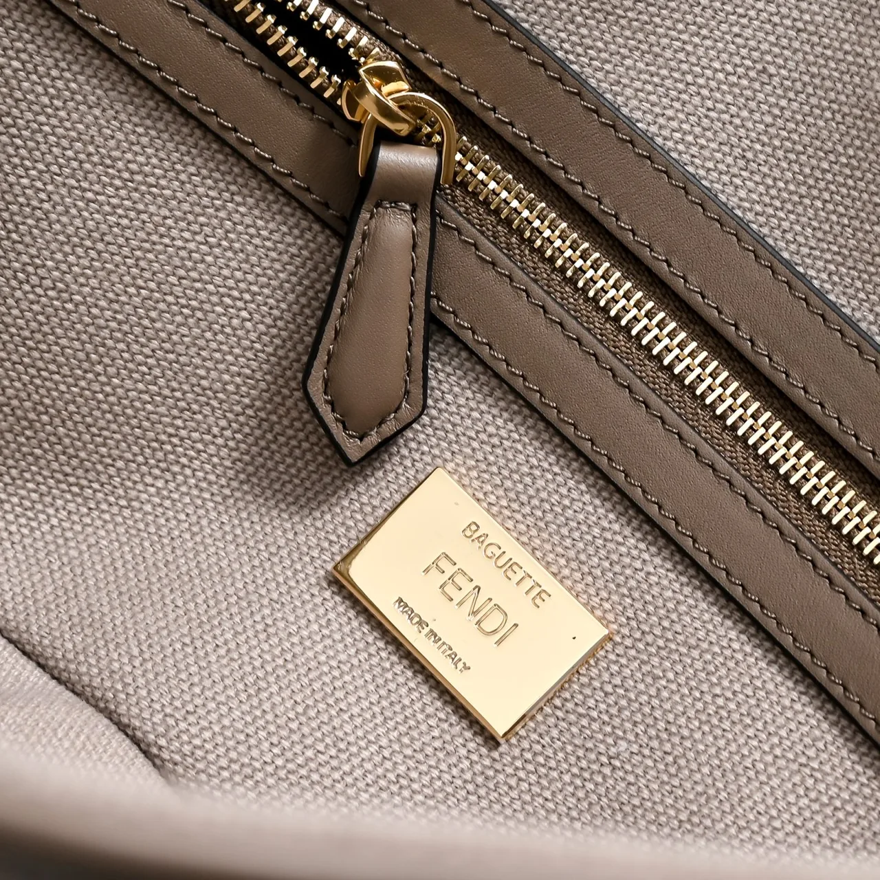 Fendi Baguette FF-Embroidered Canvas Shoulder Bag in Beige · view 8