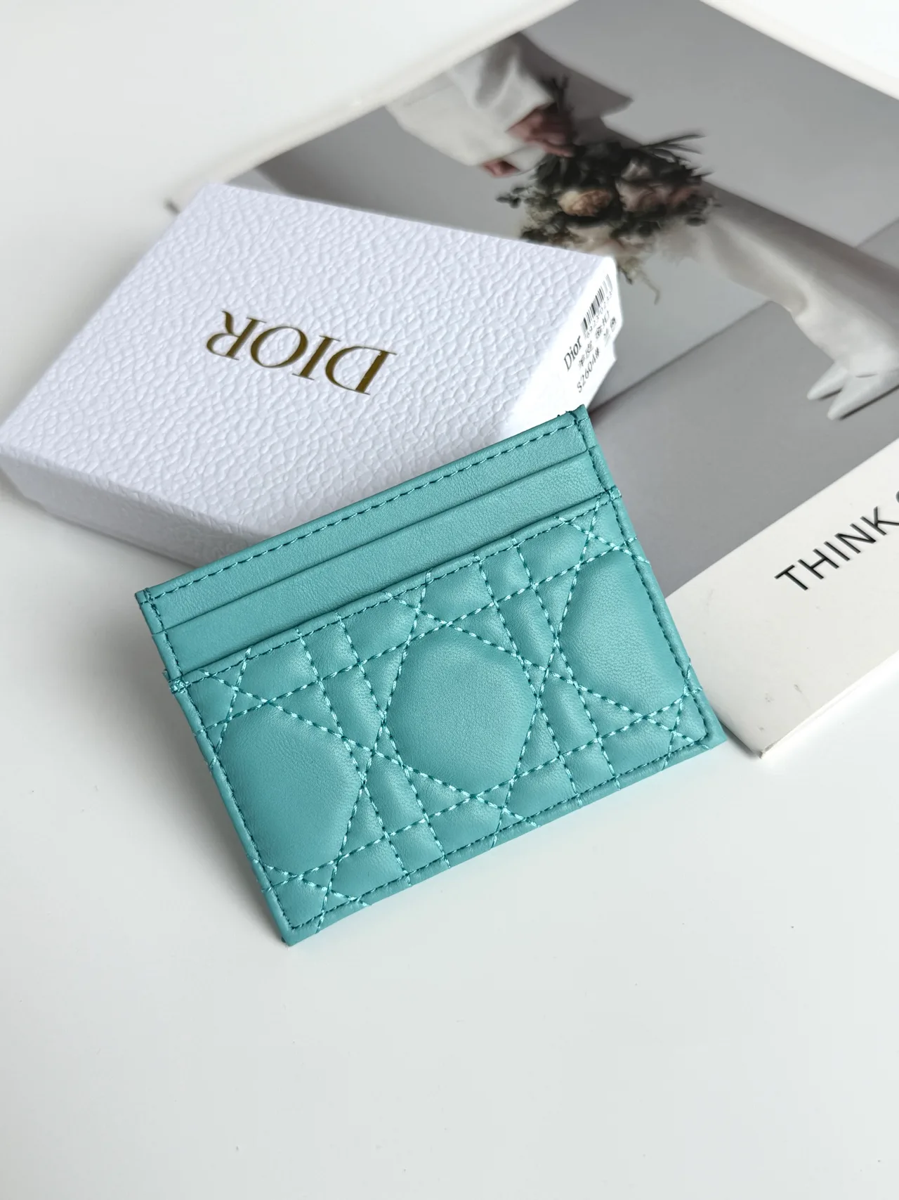 Dior Lambskin Quilted Cardholder in Blue · view 2