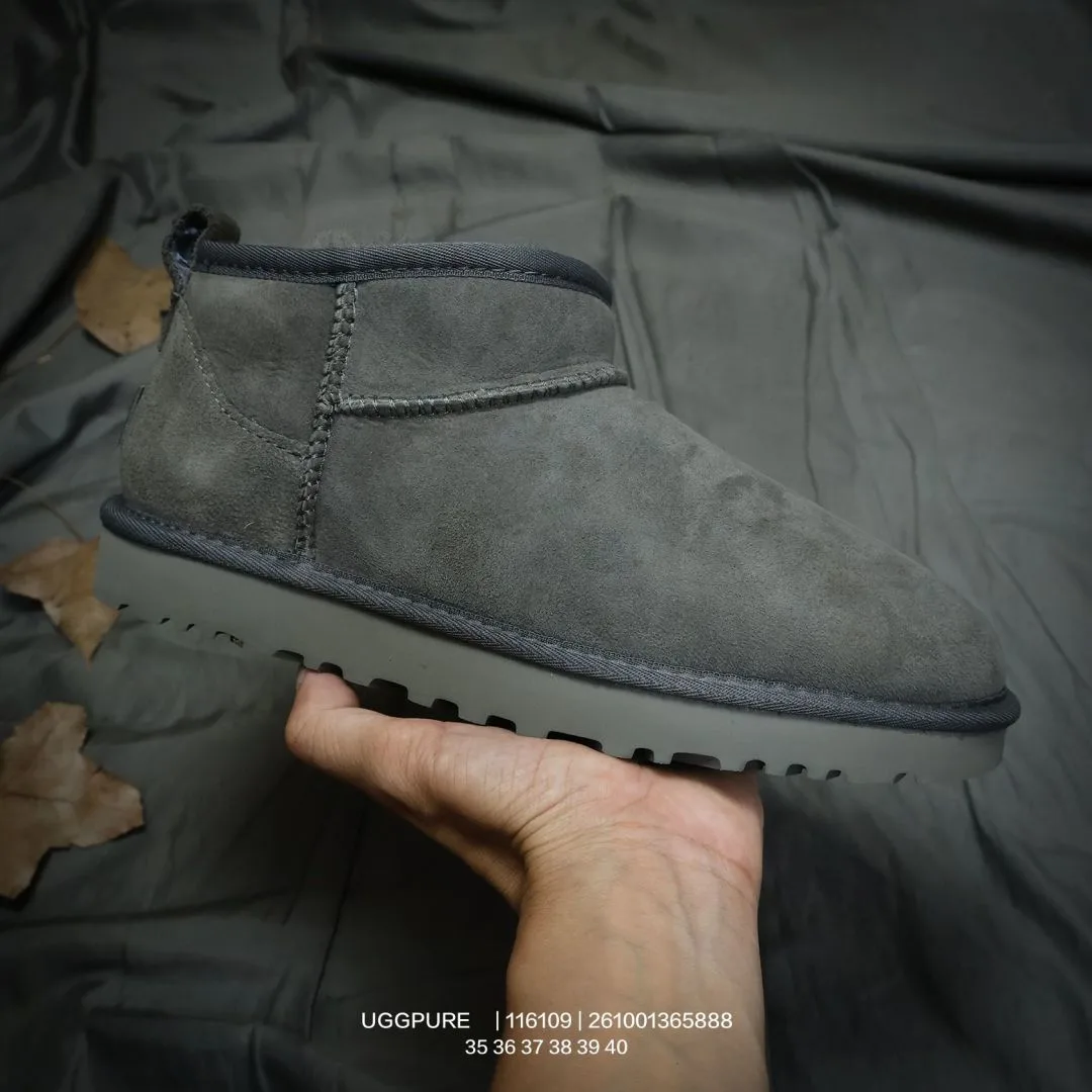 UGG Wool Suede-Look Round-Toe Ankle Boots in Grey · view 2