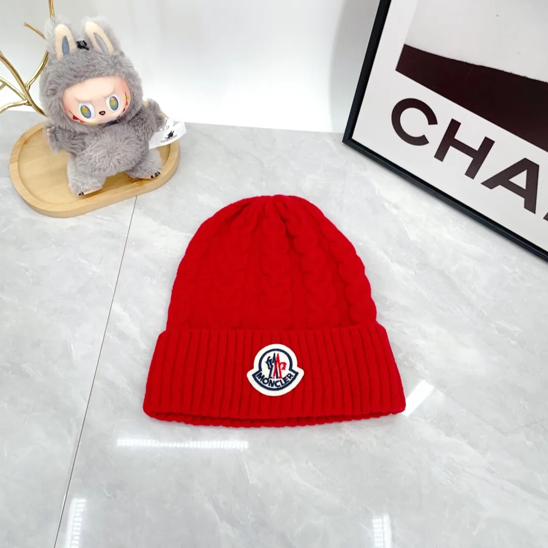 Moncler Wool Ribbed Hat Scarf and Gloves Set in Red · view 6