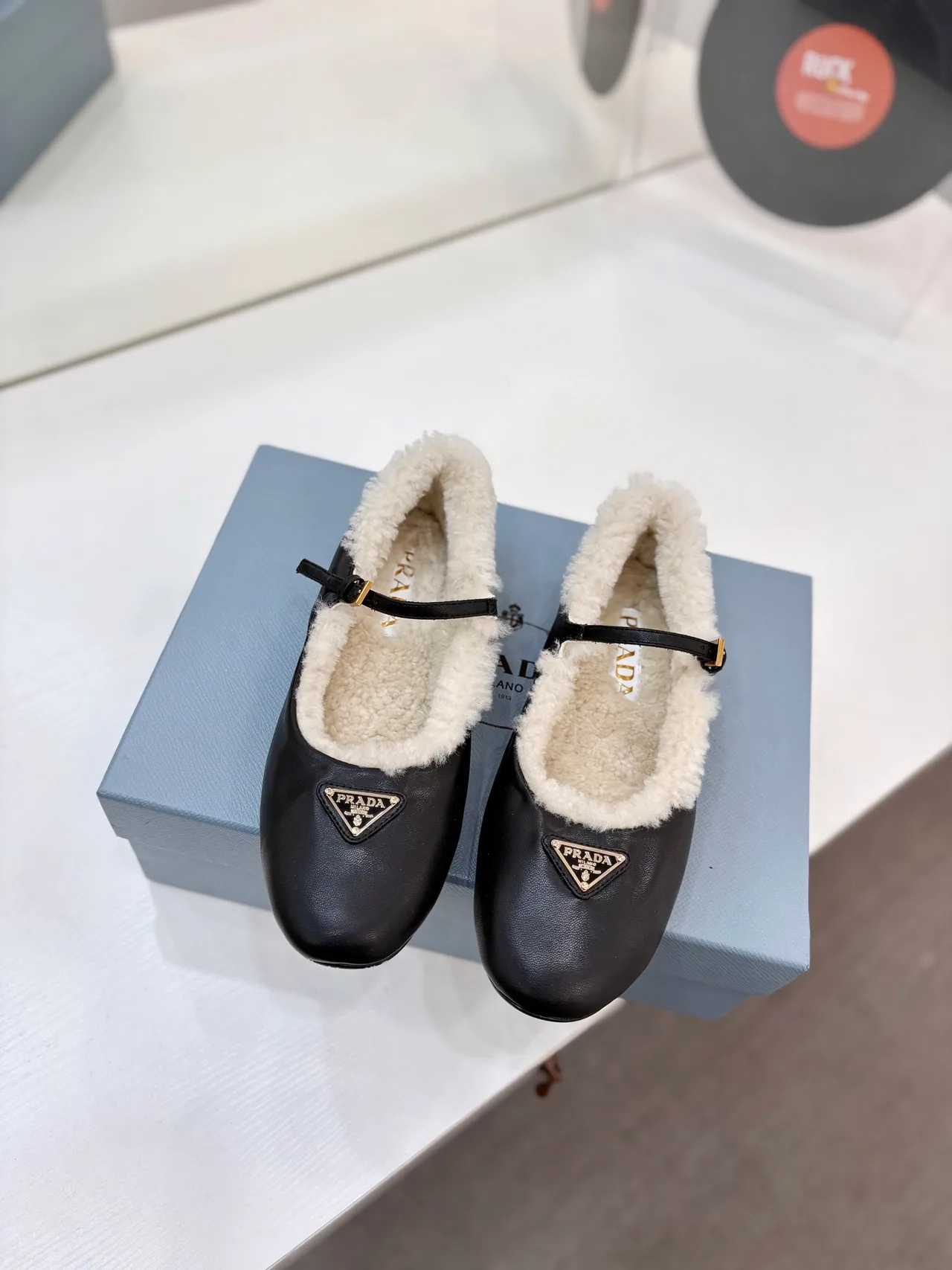 Prada Smooth Mary Jane Shoes in Black · view 3