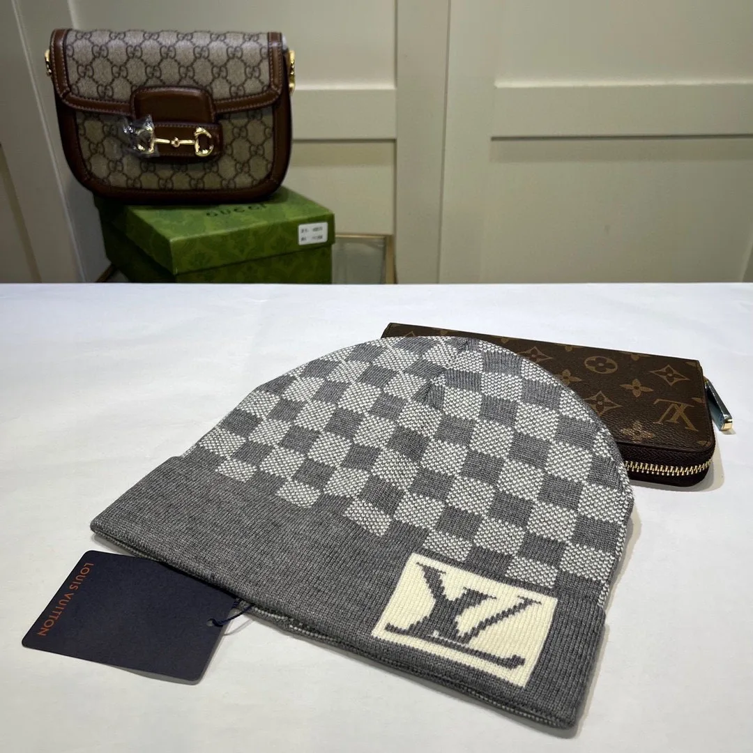 Louis Vuitton Check Beanie in Grey & Black · view 7