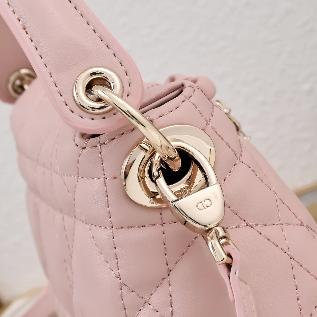 Dior Sheepskin Quilted Top-Handle Bag in Pink · view 5