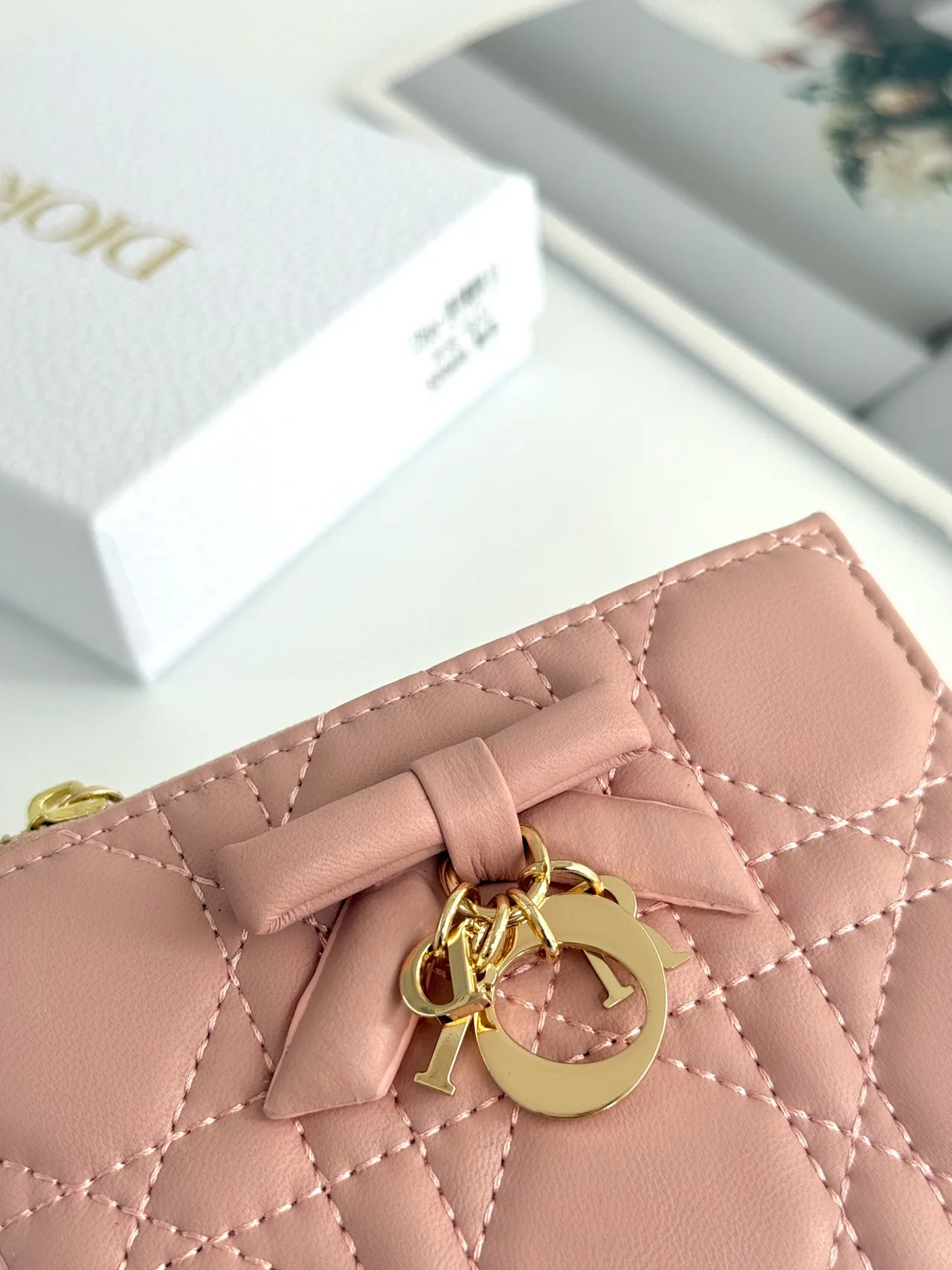 Dior Lambskin Quilted Wallet in Pink · view 4