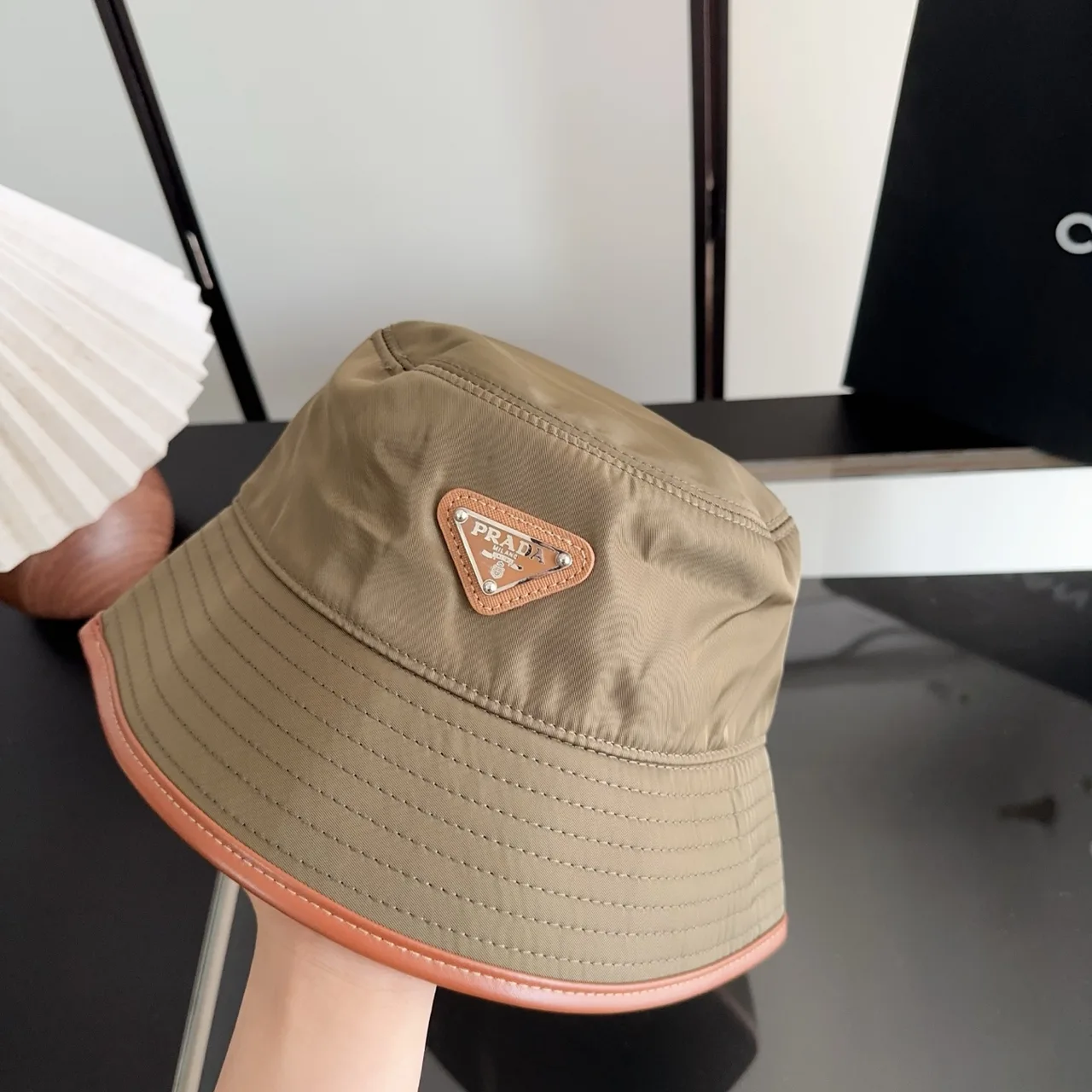 Prada Bucket Hat in Tan · view 6