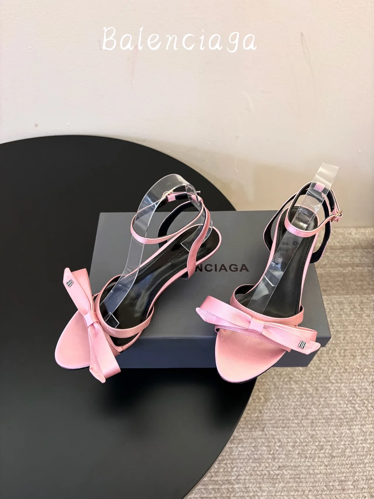 Balenciaga Silk Ankle Strap Sandals in Pink · view 1