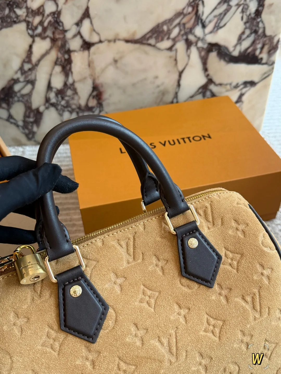 Louis Vuitton Suede Monogram Pillow Handbag in Tan · view 2