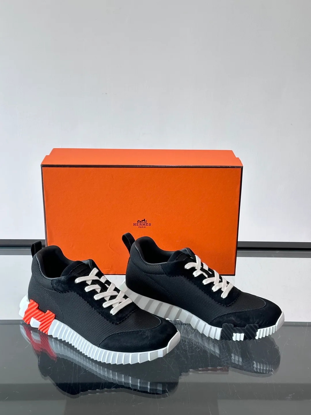 Hermes Striped Sneakers in Black · view 5