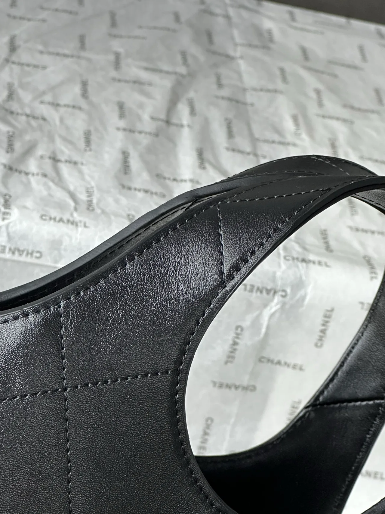 Chanel Leather Quilted Bucket Bag in Black · view 7