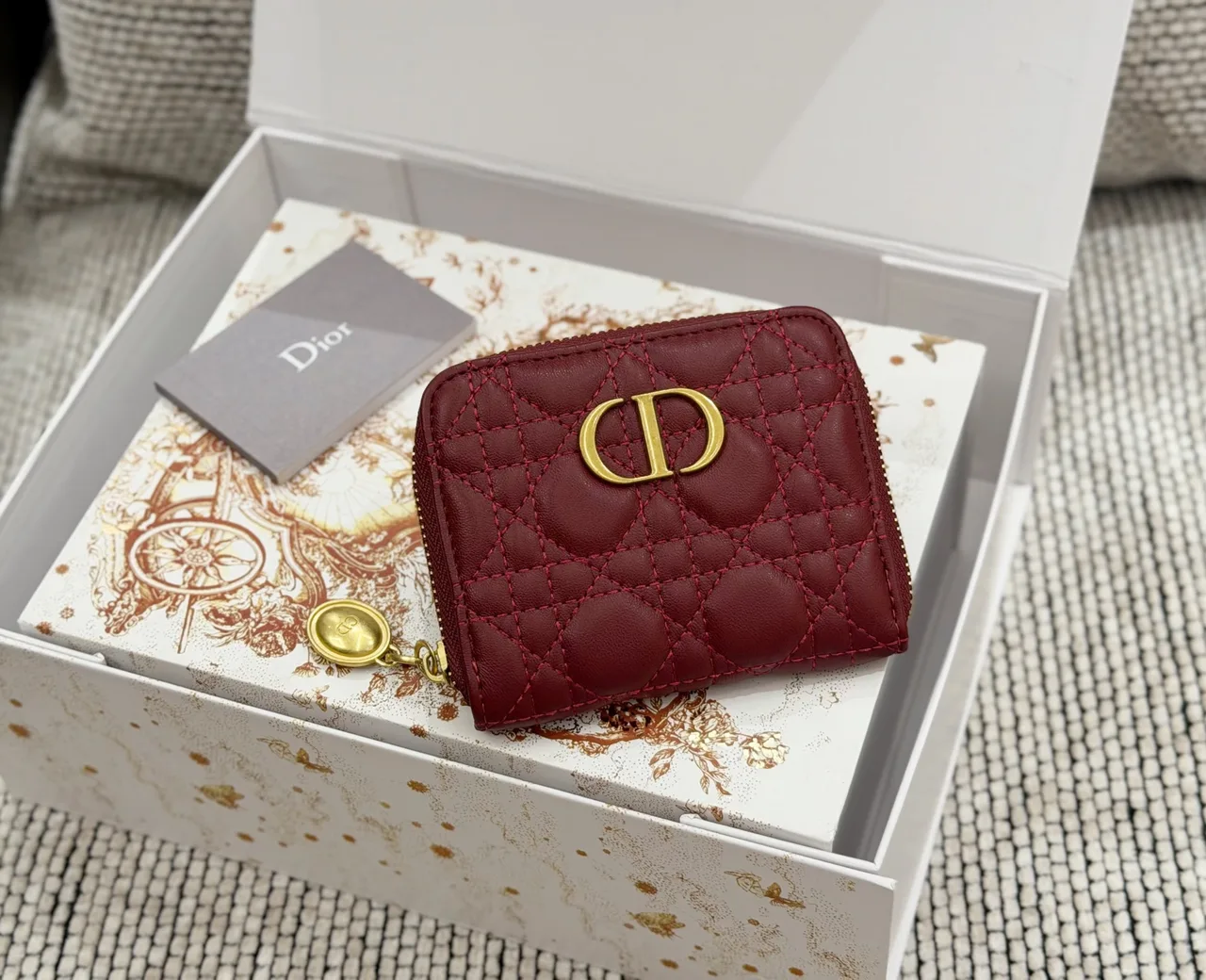 Dior CD zip wallet in White & Pink & Beige & Burgundy & Red & Black & Grey · view 4