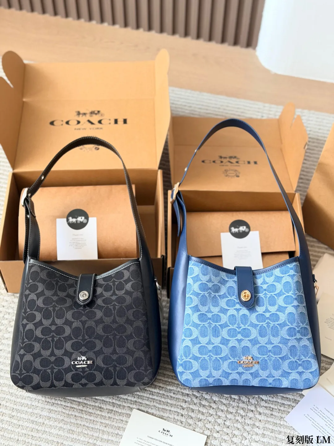 Coach Hadley Shoulder Bag in Black & Blue · view 2