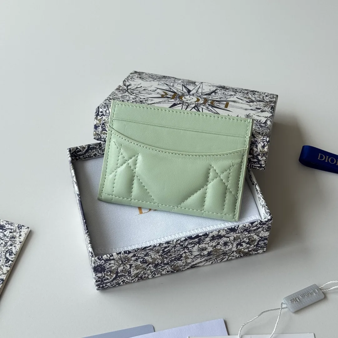 Dior Lambskin Quilted Cardholder in Green · view 4