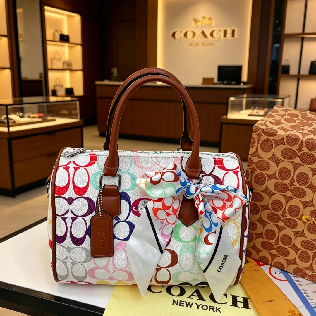 Coach Signature top-handle satchel in Cream / Black / Pink / White / Blue · view 4