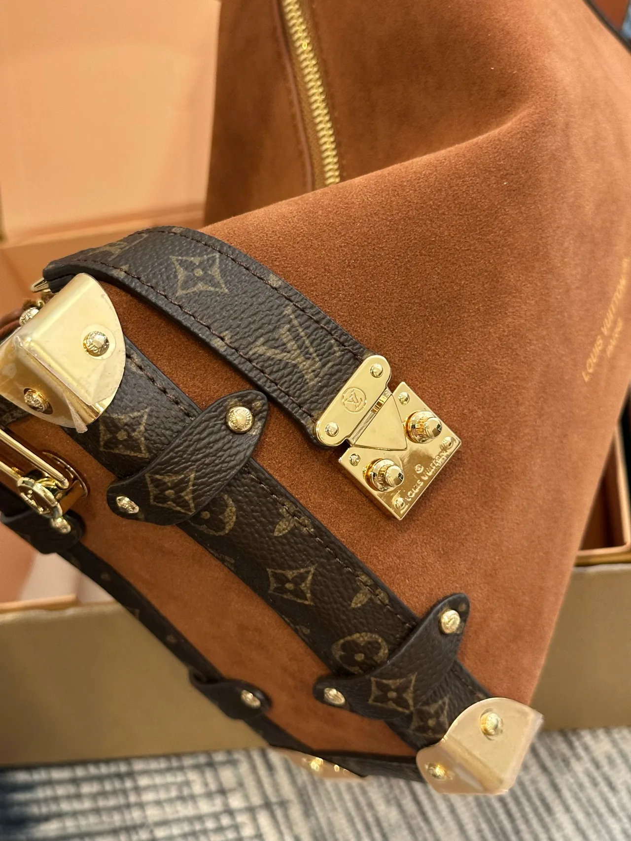 Louis Vuitton Suede Handbag in Brown · view 8