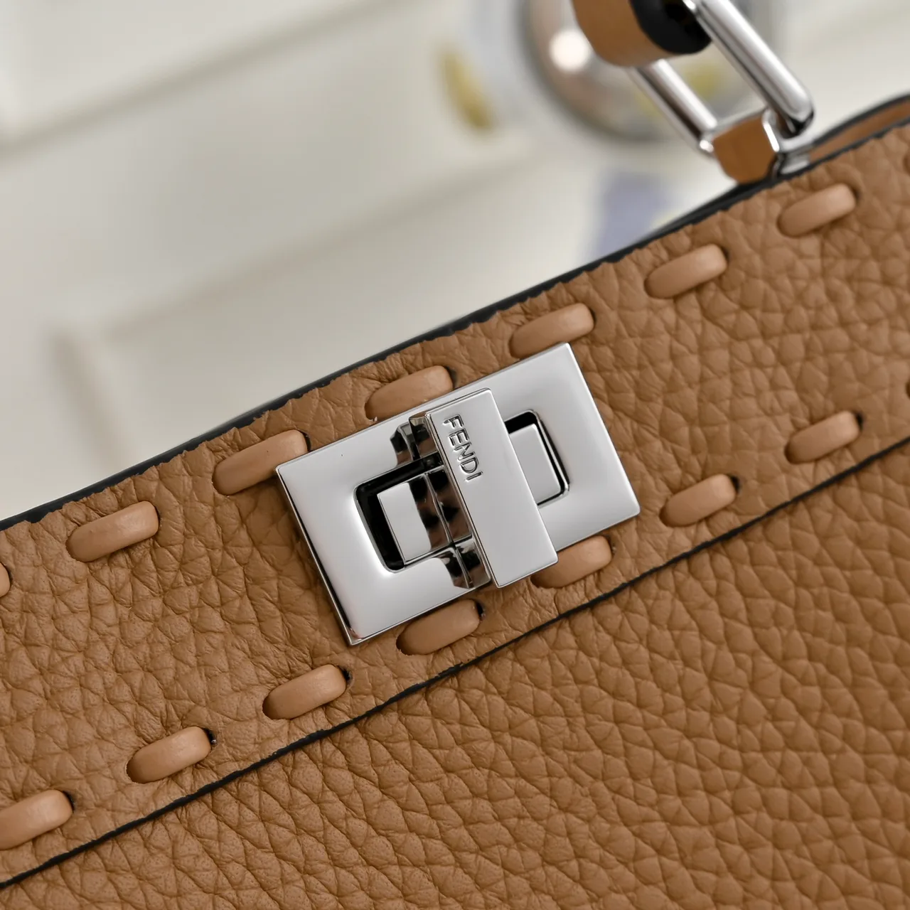 Fendi Calfskin Smooth Handbag in Tan · view 4