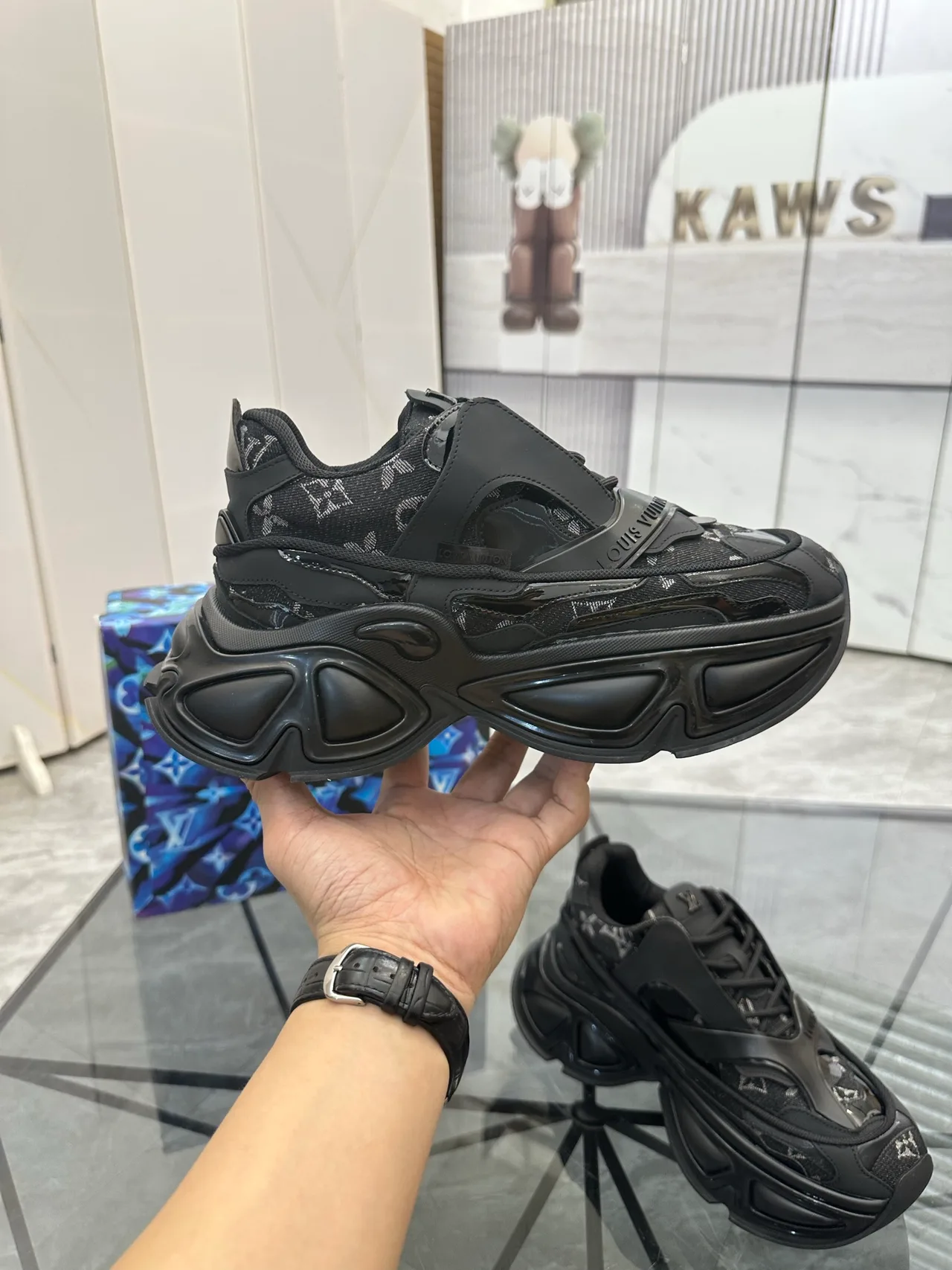 Louis Vuitton Cowhide Sneakers in Black · view 4