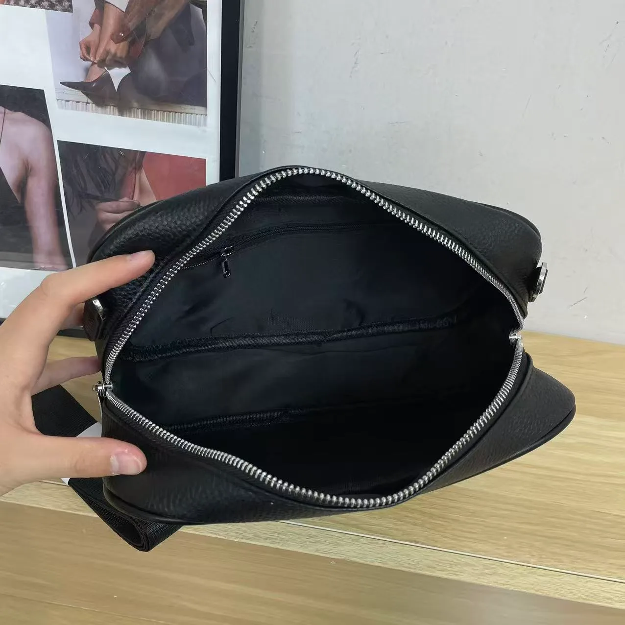 Louis Vuitton Embossed Monogram Zip Crossbody Bag in Black · view 6