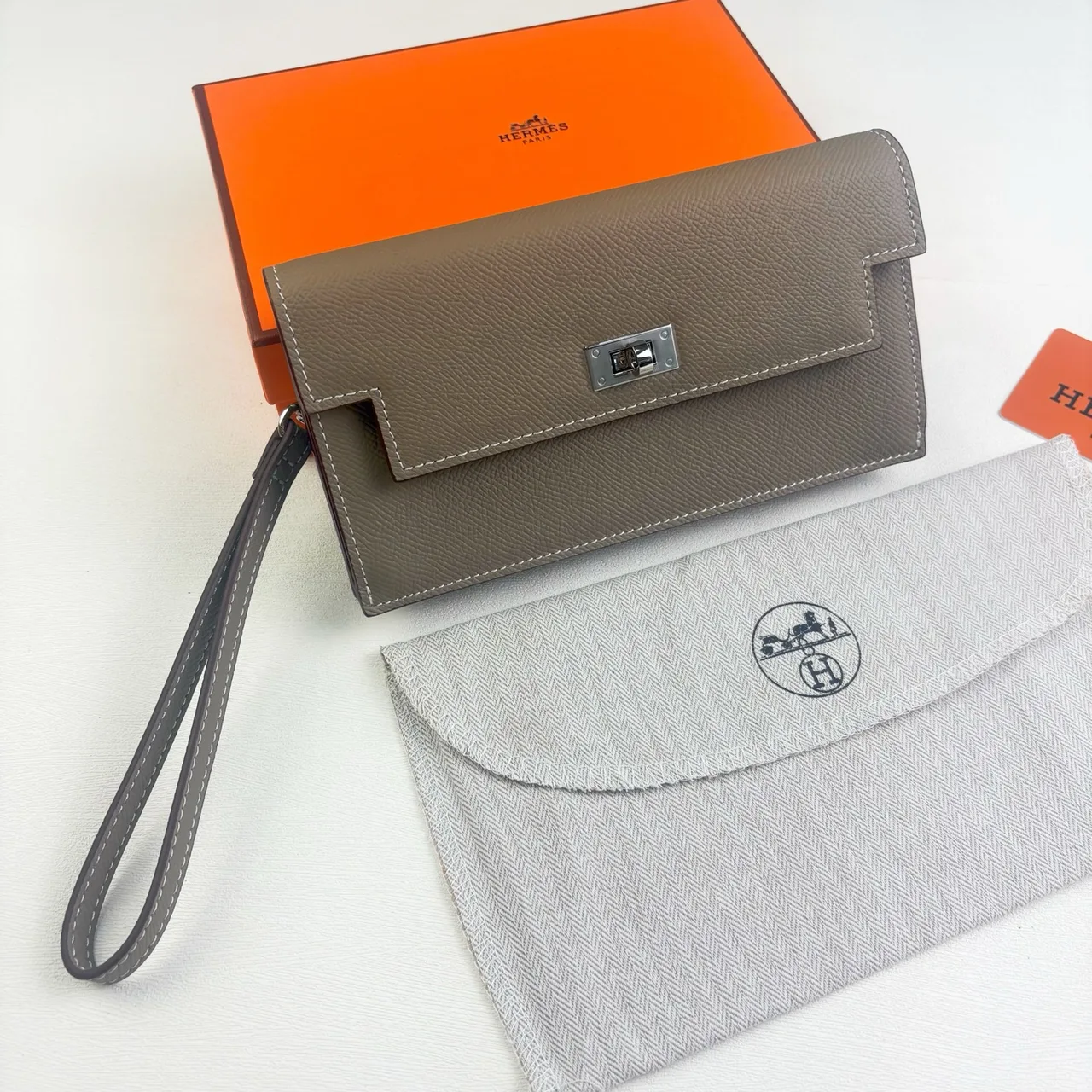 Hermes Wristlet Wallet in Orange & Blue & Grey & Black & White & Brown & Red · view 3
