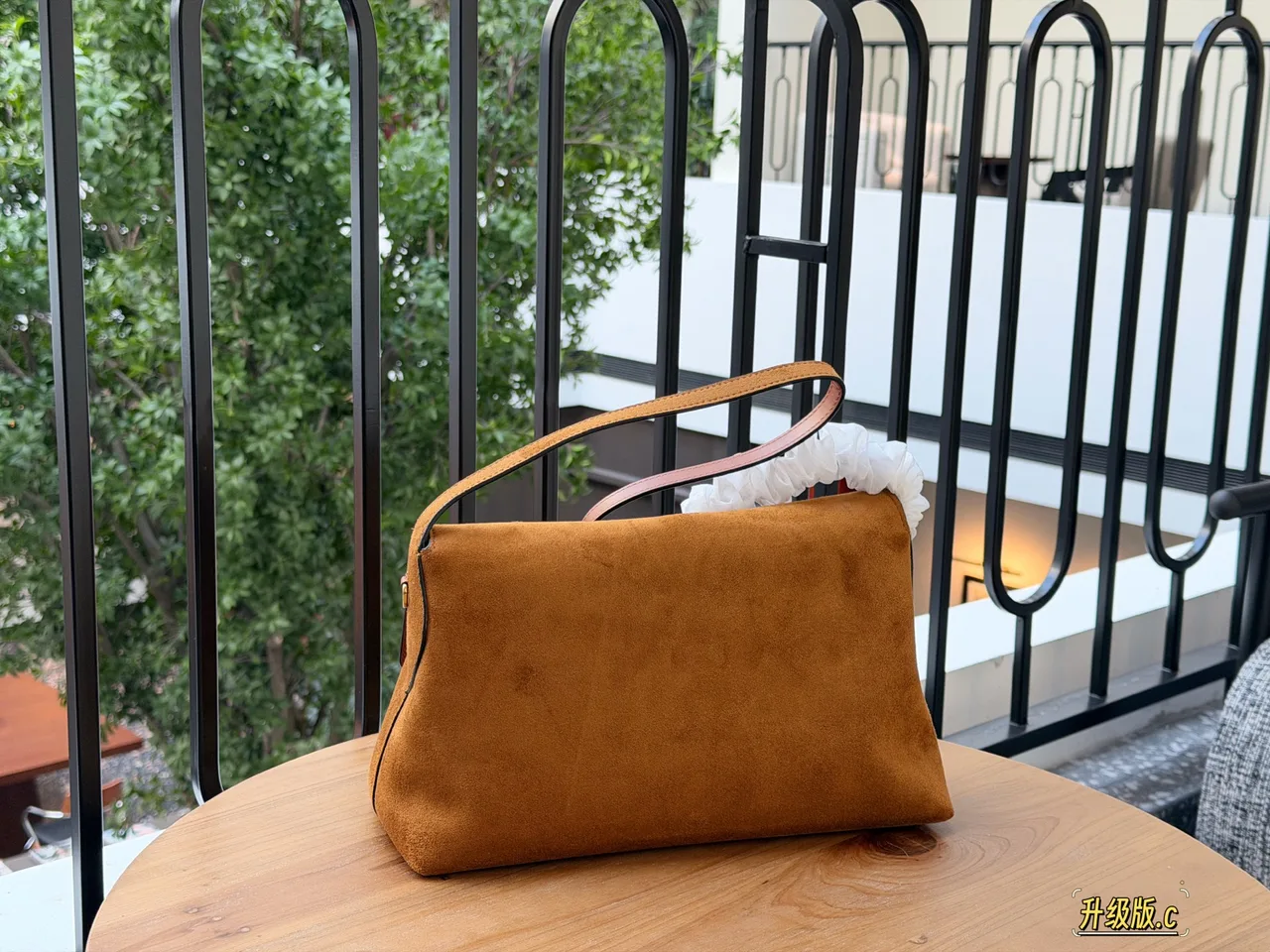 Coach Suede-Look Flap Top-Handle Bag in Tan · view 4