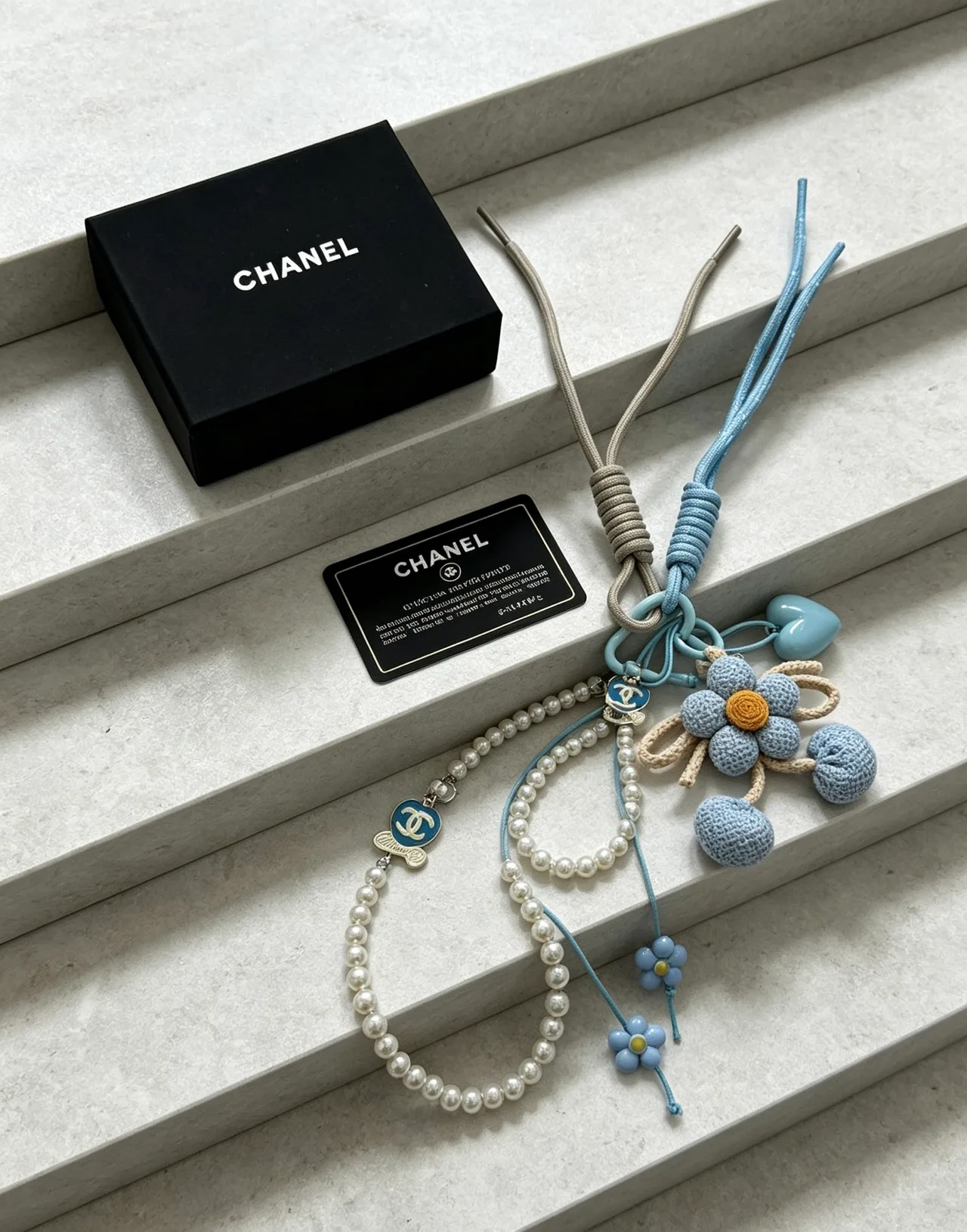 Chanel Smooth Flower Bag Charm in Blue · view 5