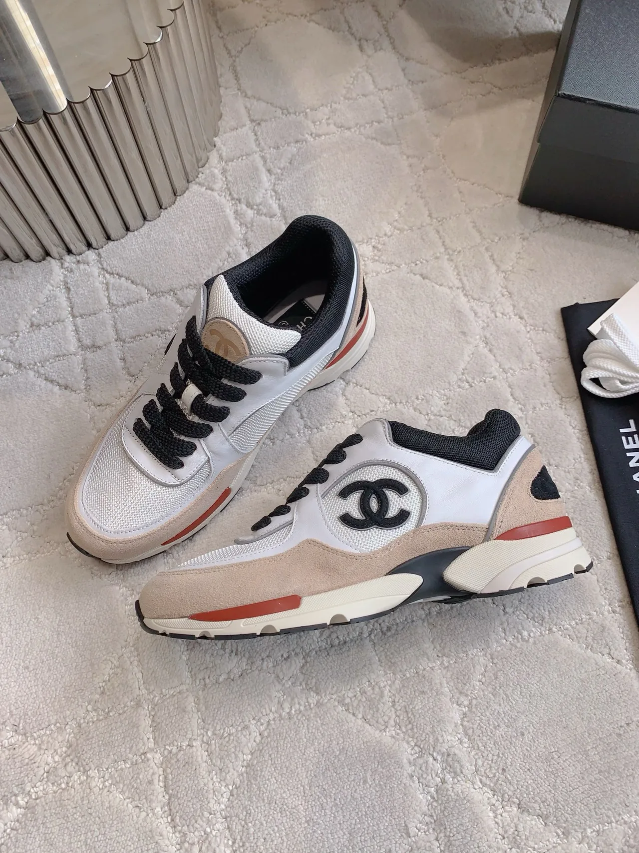 Chanel Quilted Sneakers in White · view 4