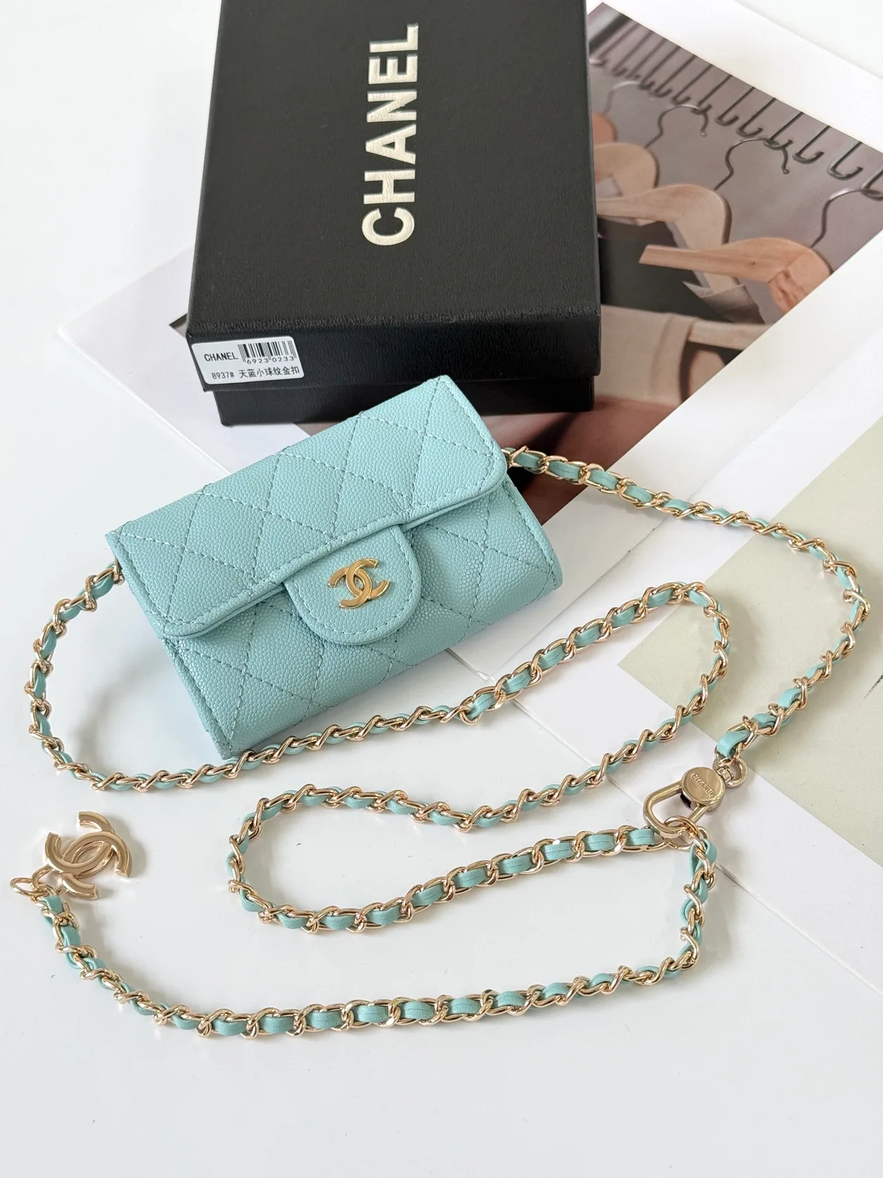 Chanel Quilted Wallet in Blue · view 1