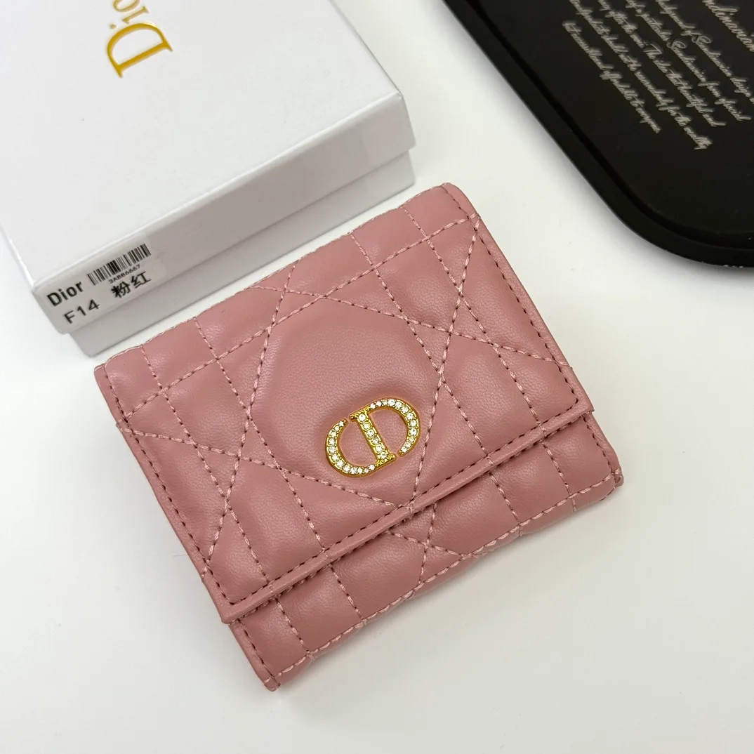 Dior Sheepskin Quilted Wallet in Pink · view 1
