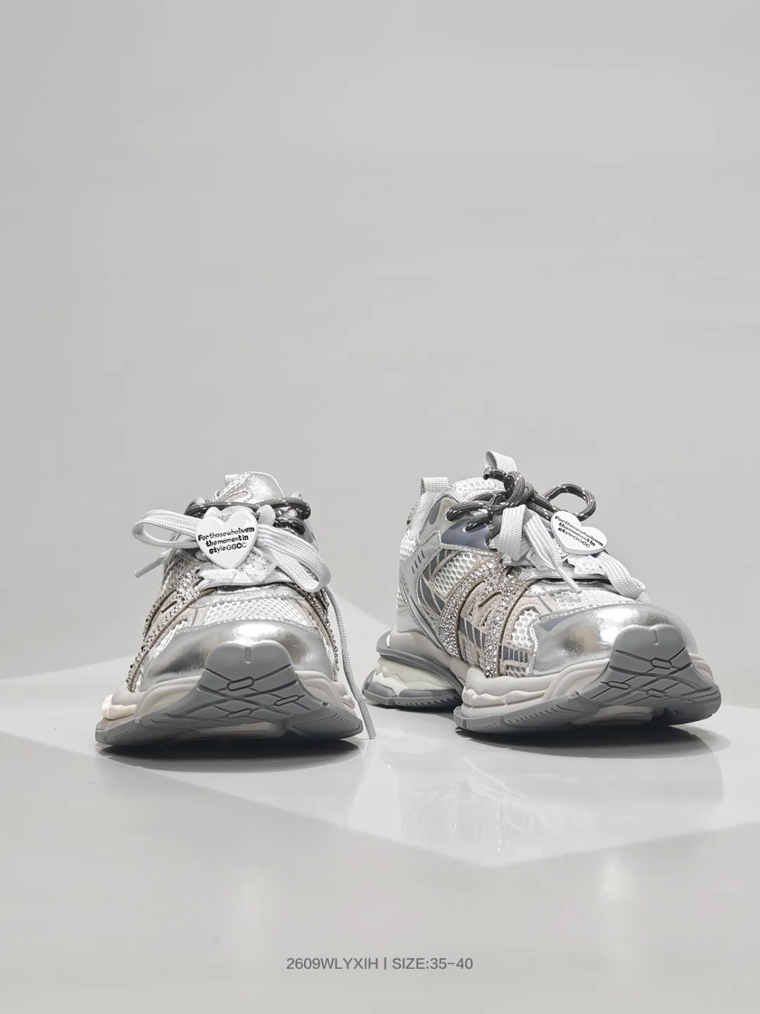 Balenciaga Glossy Bow Sneakers in Silver · view 3