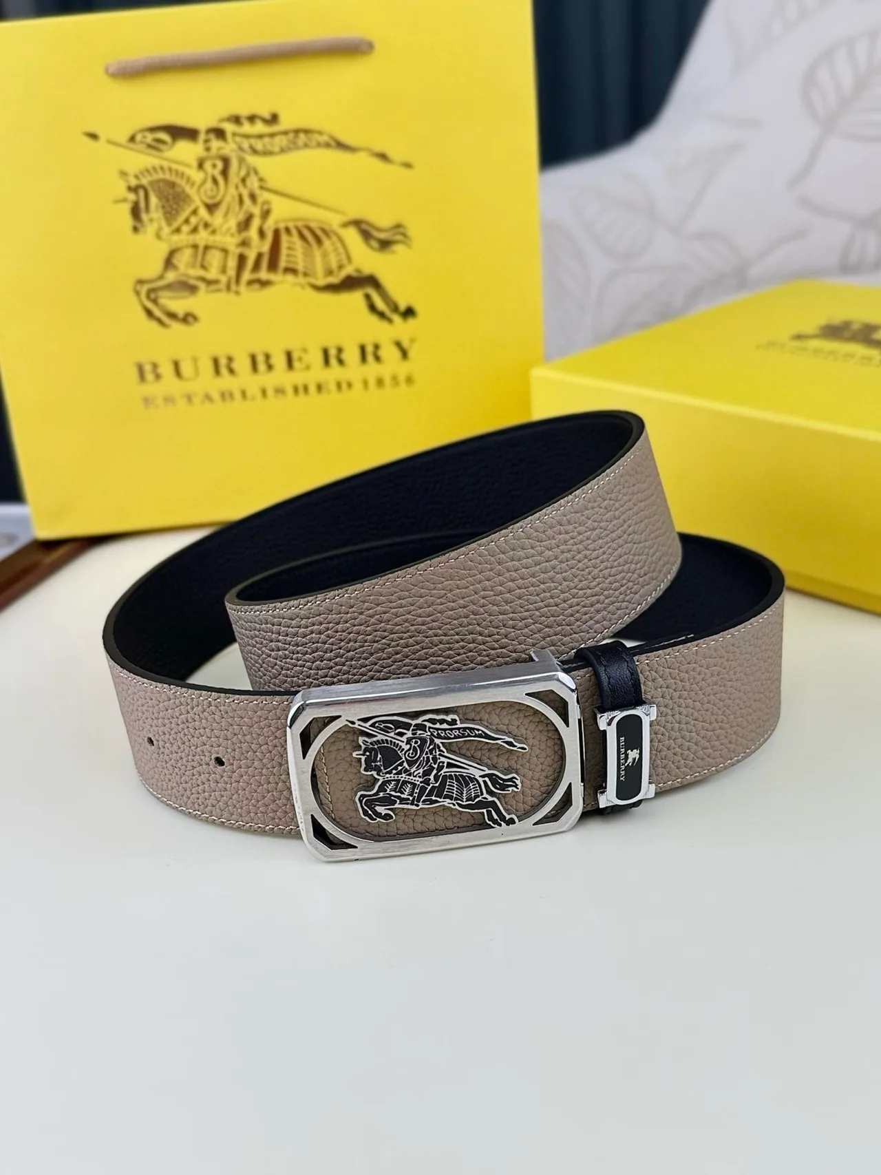 Burberry Reversible Belt in Grey · view 2