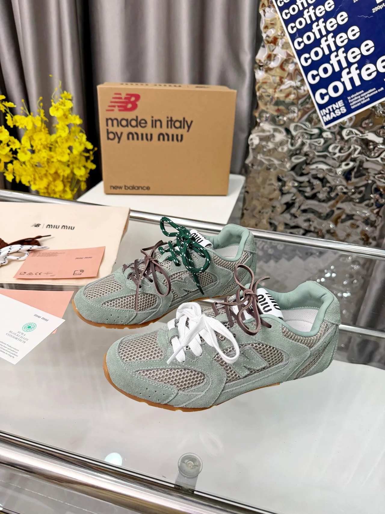 Miu Miu Cowhide New Balance 530SL Sneakers in Grey · view 4