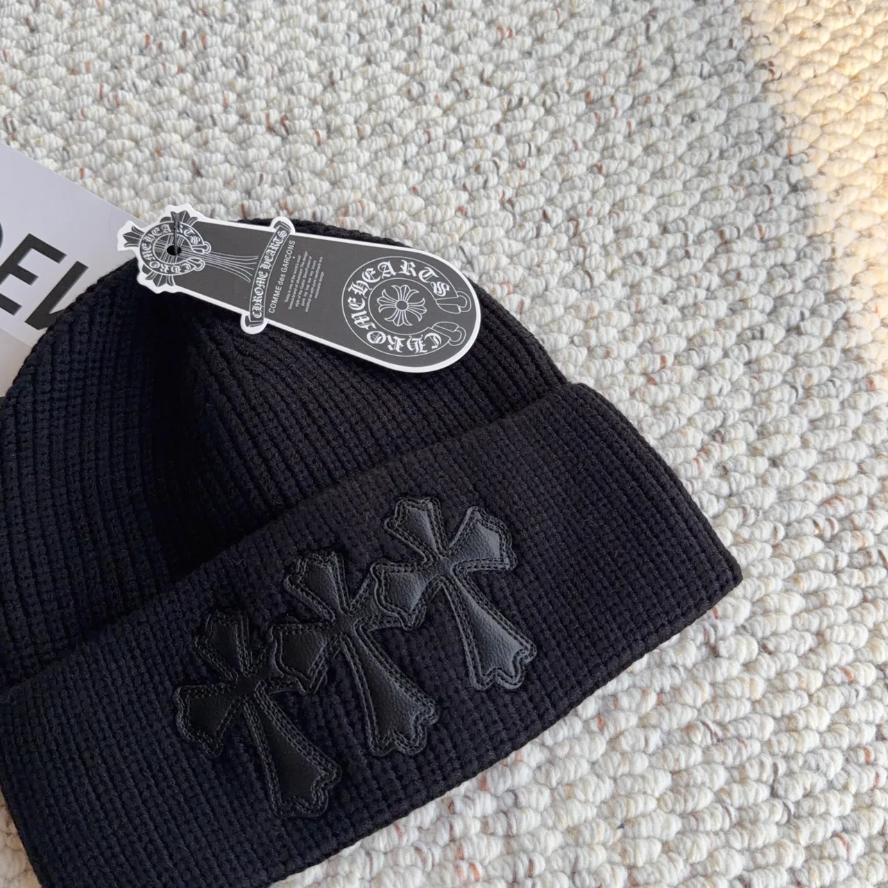 Chrome Hearts Cross-Patch Knit Beanie in Black · view 8