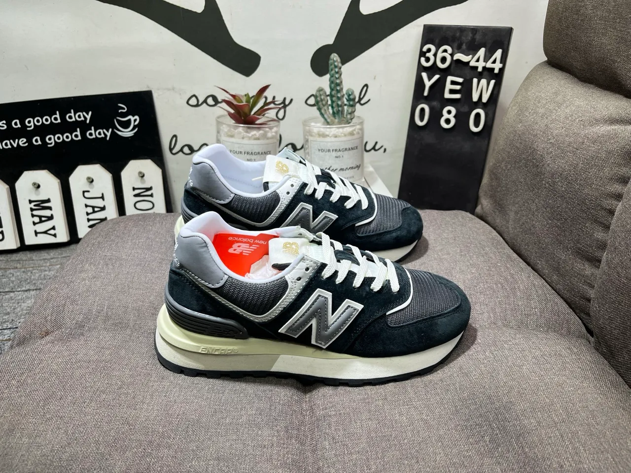 New Balance ML574L Sneakers in Blue & Grey & Black & Green · view 4