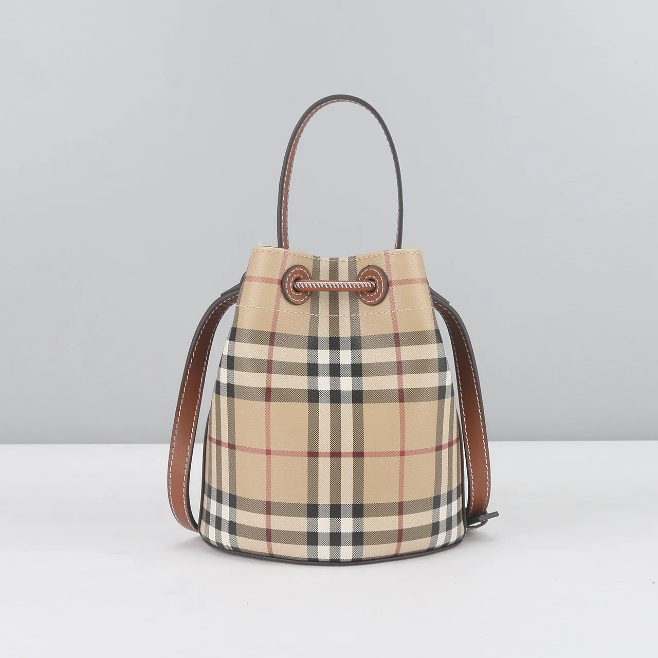 Burberry Check Bucket Bag in Beige · view 3