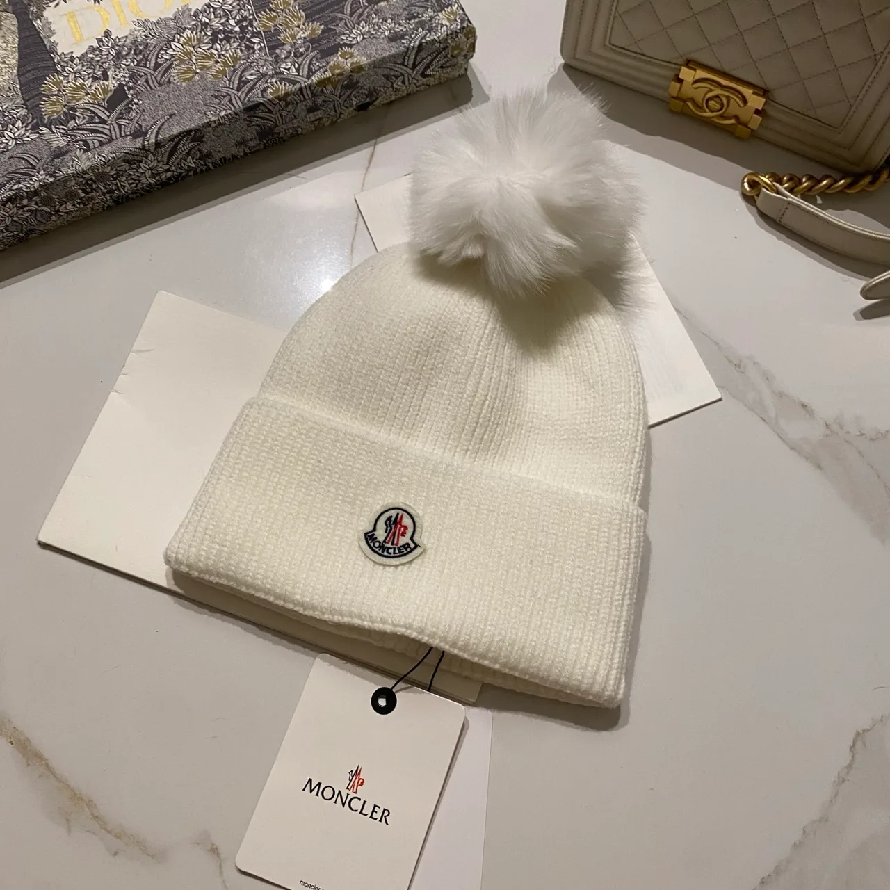 Moncler Pom Beanie in Red & Blue & Orange & Yellow & Pink & Burgundy & Brown & Grey & Black & White & Beige · view 6