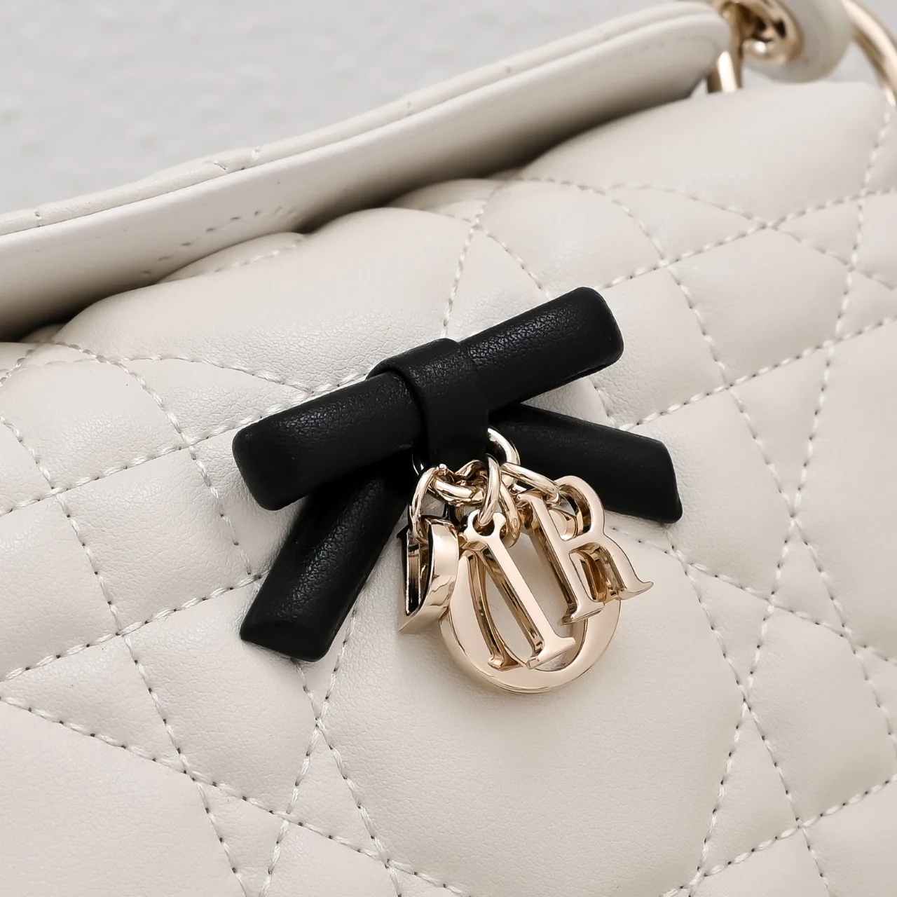 Dior Sheepskin Quilted Top-Handle Bag in White · view 4