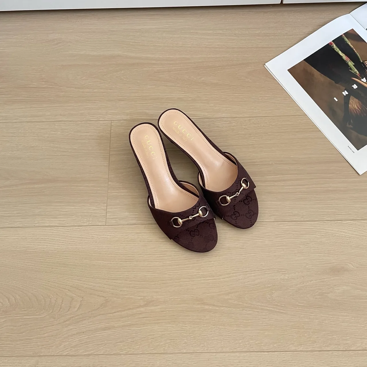 Gucci Canvas Mules in Brown · view 3