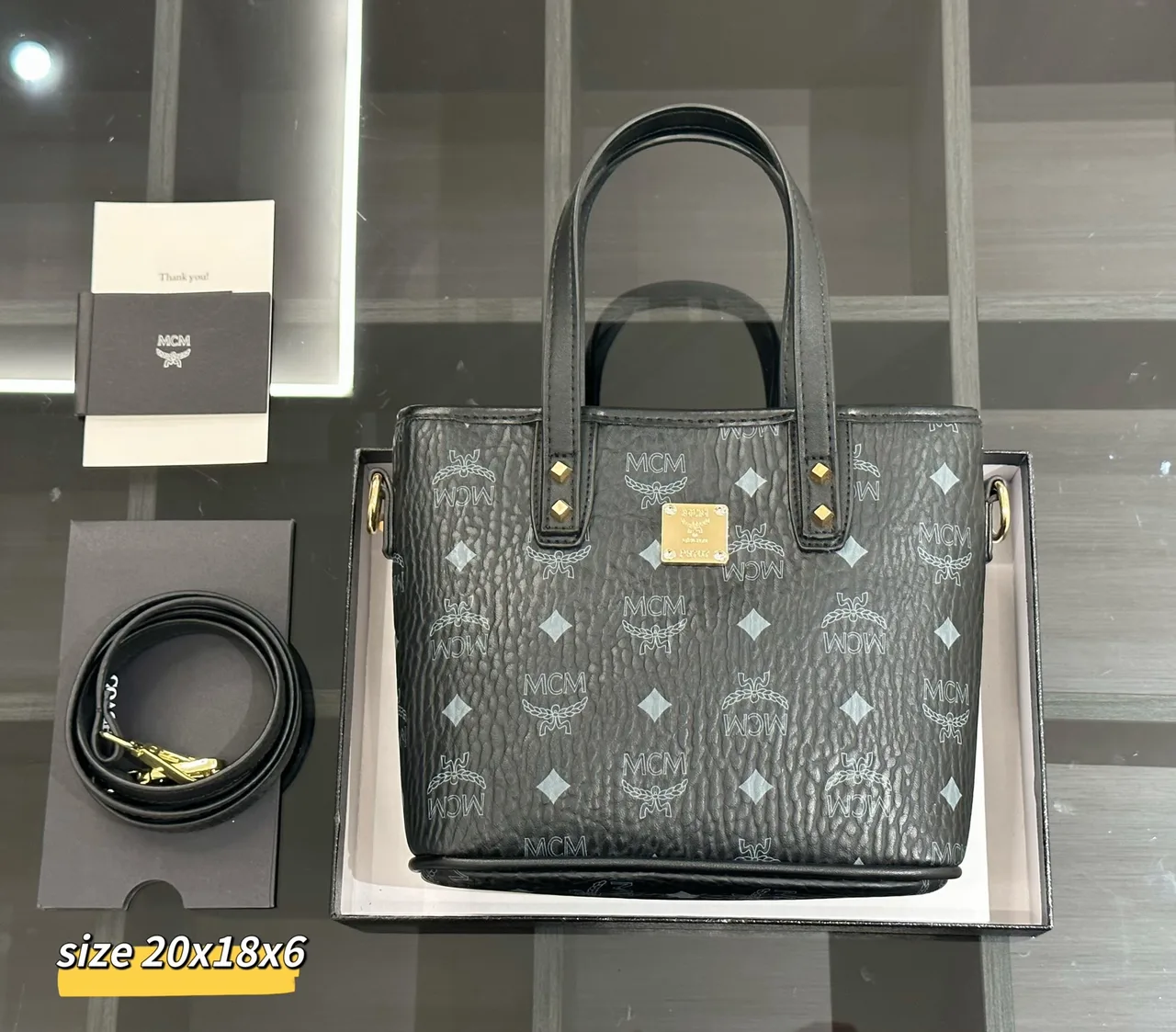 MCM Monogram Top-Handle Tote in Beige & Orange & Pink & Grey · view 8