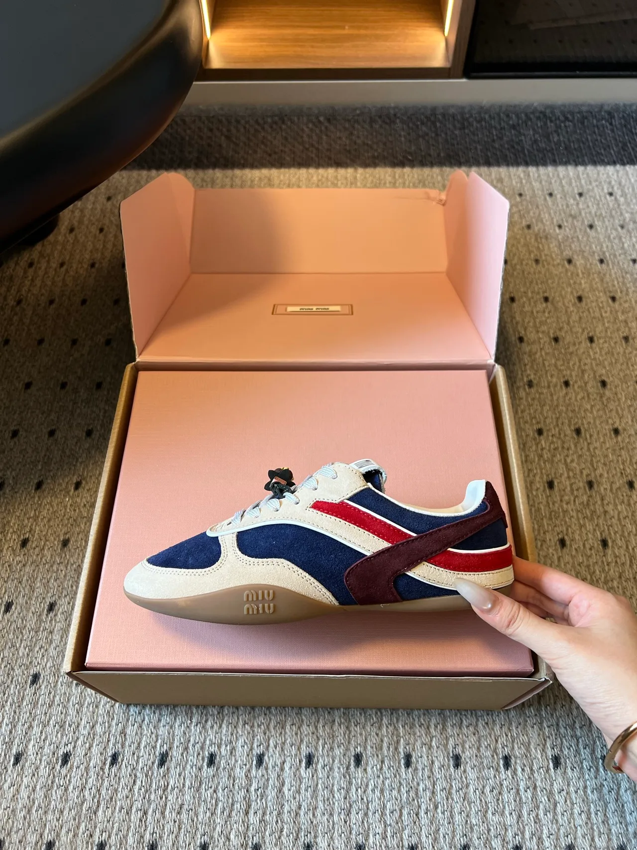 Miu Miu Round-Toe Sneakers in Blue · view 6