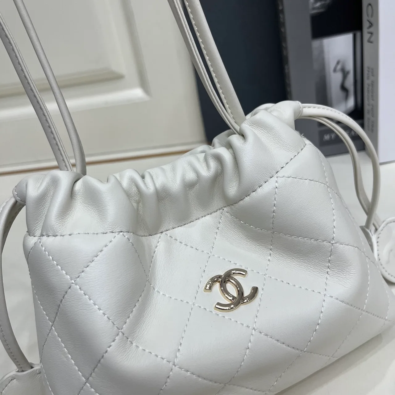 Chanel Quilted Crossbody Bag in White · view 6