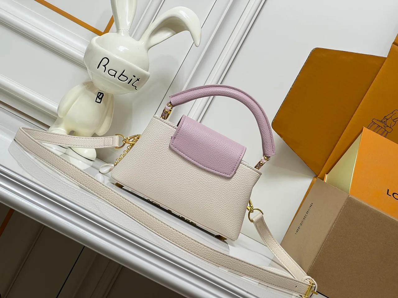 Louis Vuitton Cowhide Top-Handle Bag in White · view 4