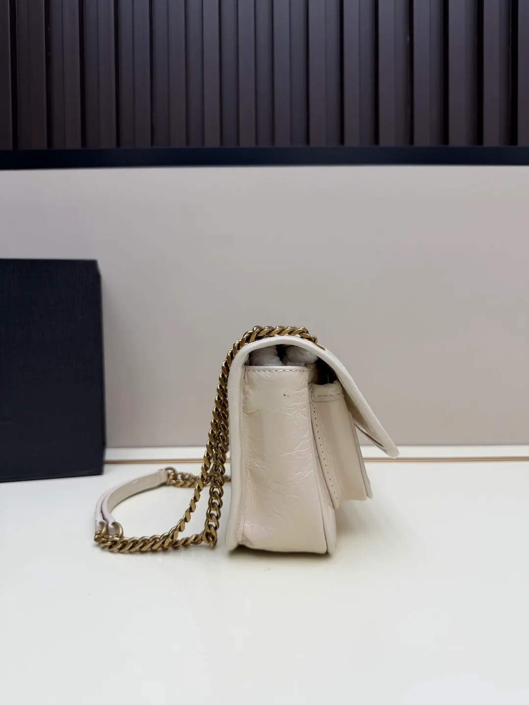 Saint Laurent Sheepskin Shoulder Bag in Beige · view 3