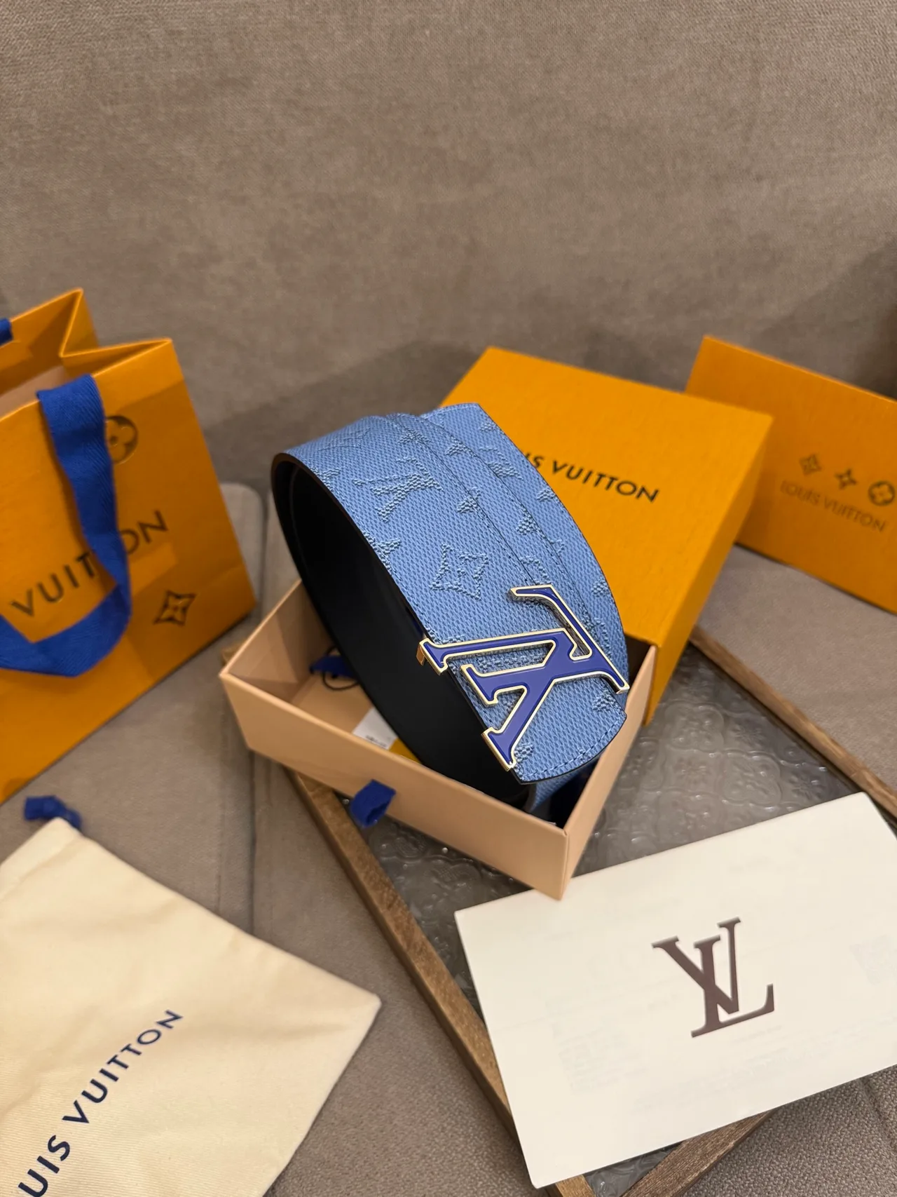Louis Vuitton Leather Reversible Belt in Blue · view 5