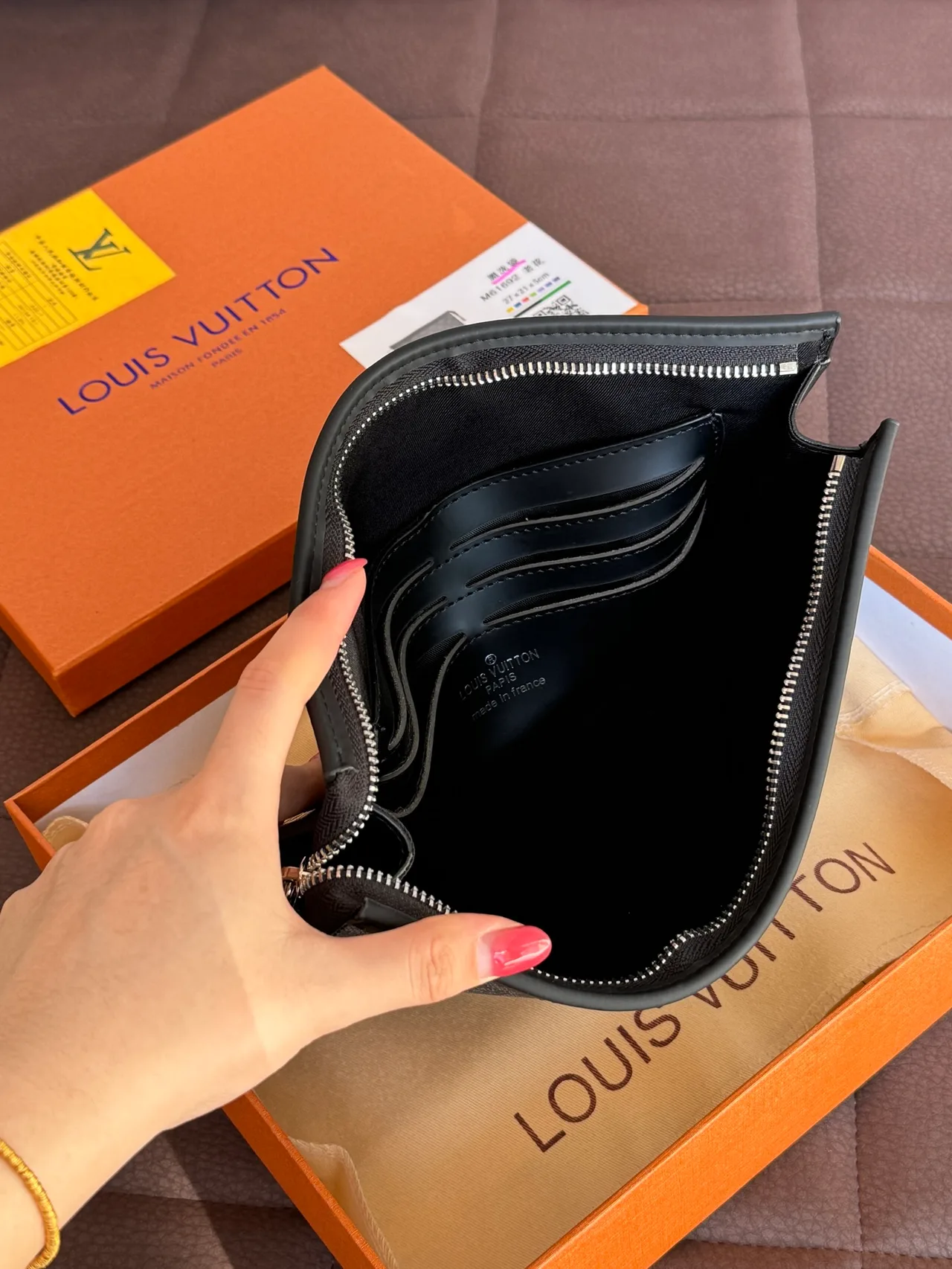 Louis Vuitton Smooth Zip Clutch in Grey · view 8