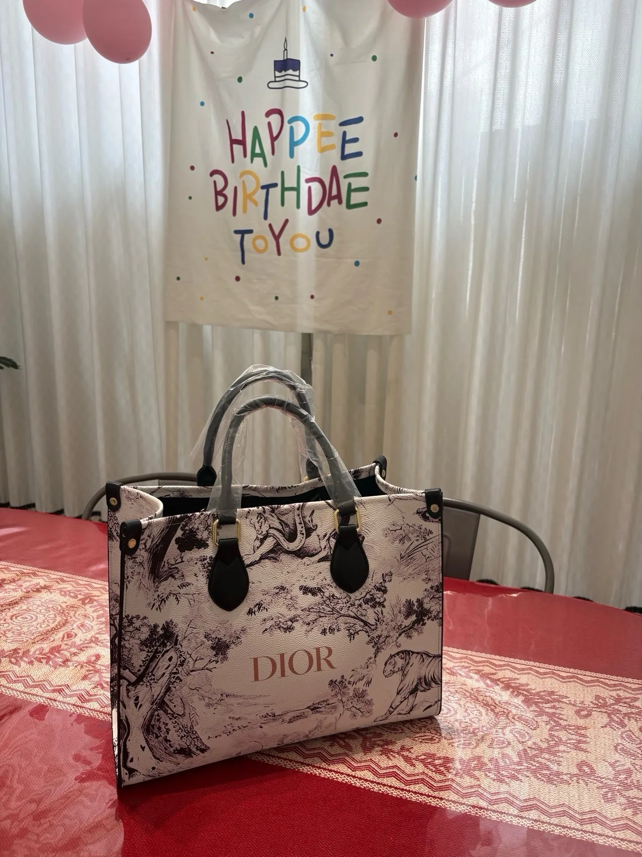 Dior Scenic-Print Structured Tote in White · view 7