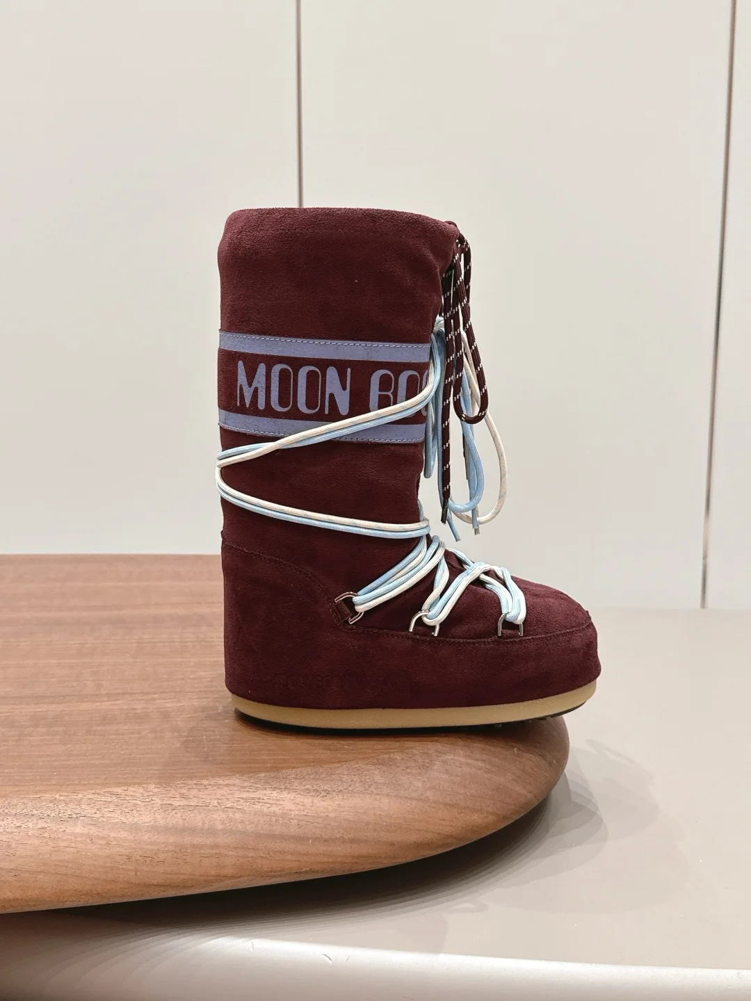 Moon Boot Suede-Look Snow Boots in Burgundy · view 5